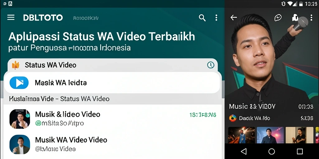 Antarmuka DBLTOTO menampilkan berbagai video untuk status WhatsApp.