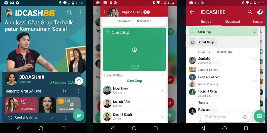 Antarmuka pengguna IDCASH88 untuk chat grup yang menarik dan interaktif.