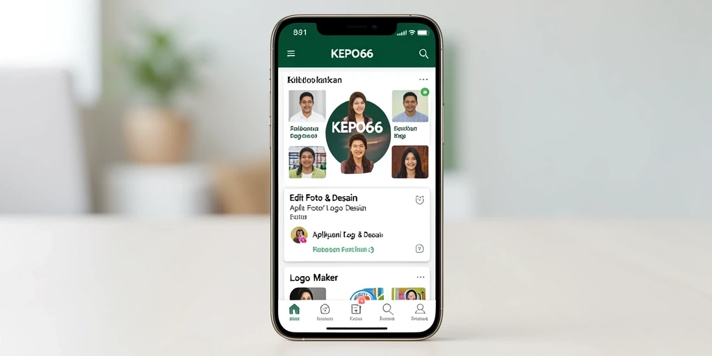 Antarmuka KEPO66 menampilkan alat desain logo yang lengkap dan intuitif.