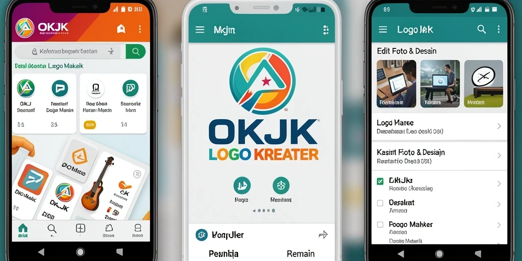 Antarmuka aplikasi OKJK yang mudah digunakan untuk membuat logo.